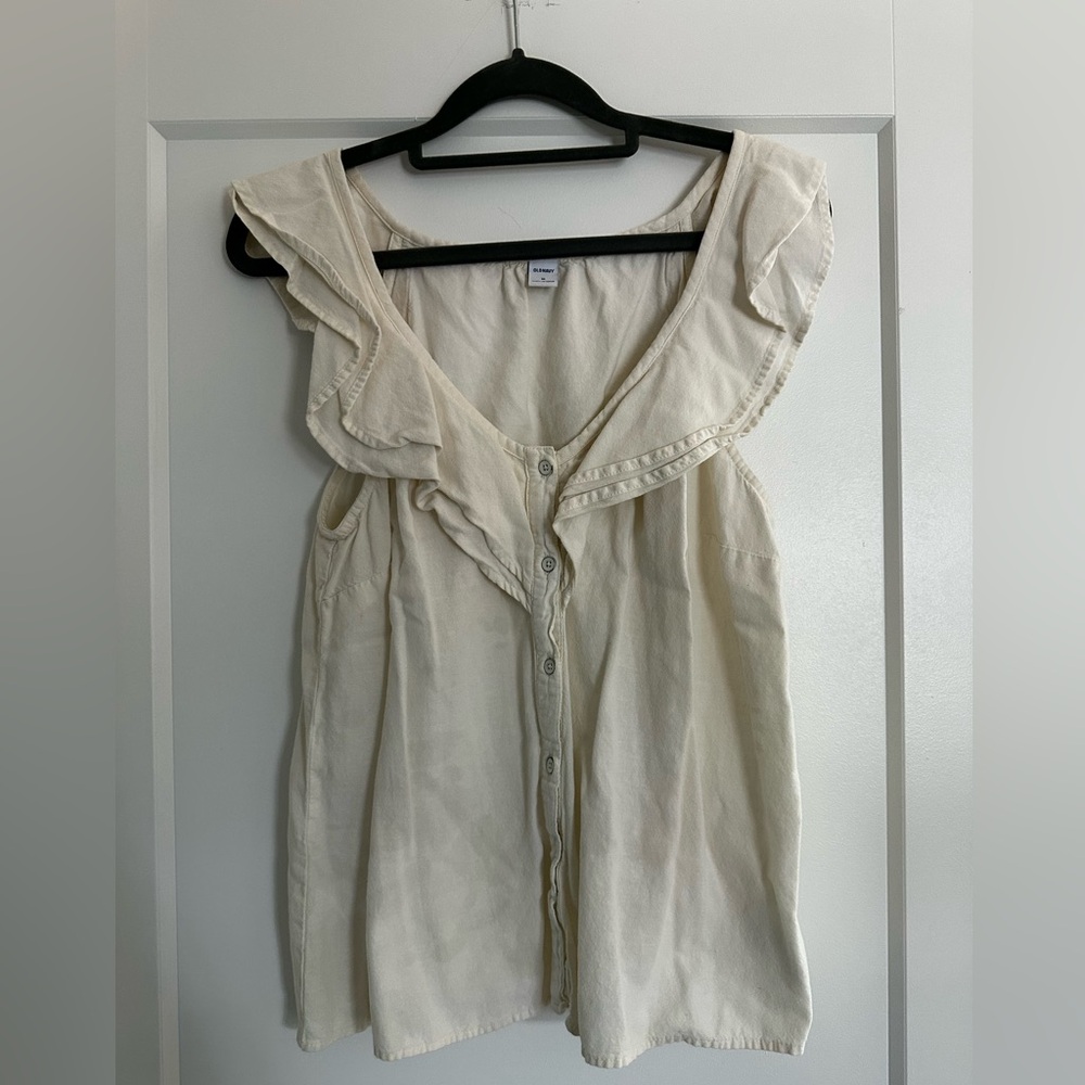 Linen and Cotton Blouse with Button Detailing